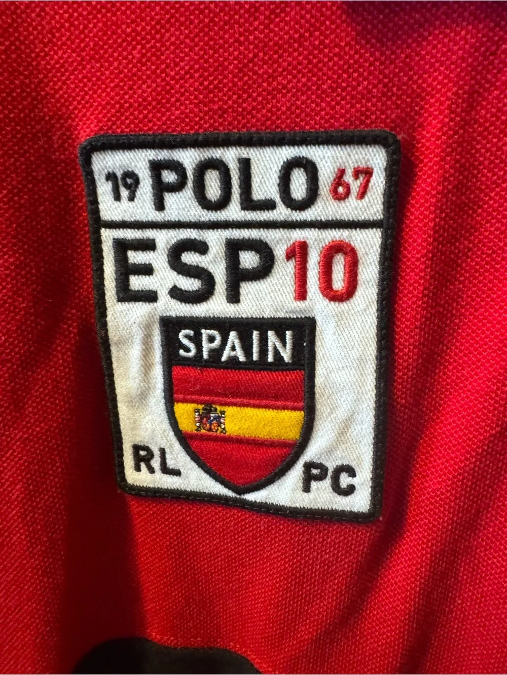 Ralph Lauren Red Polo with Black Collar and Yellow Logo